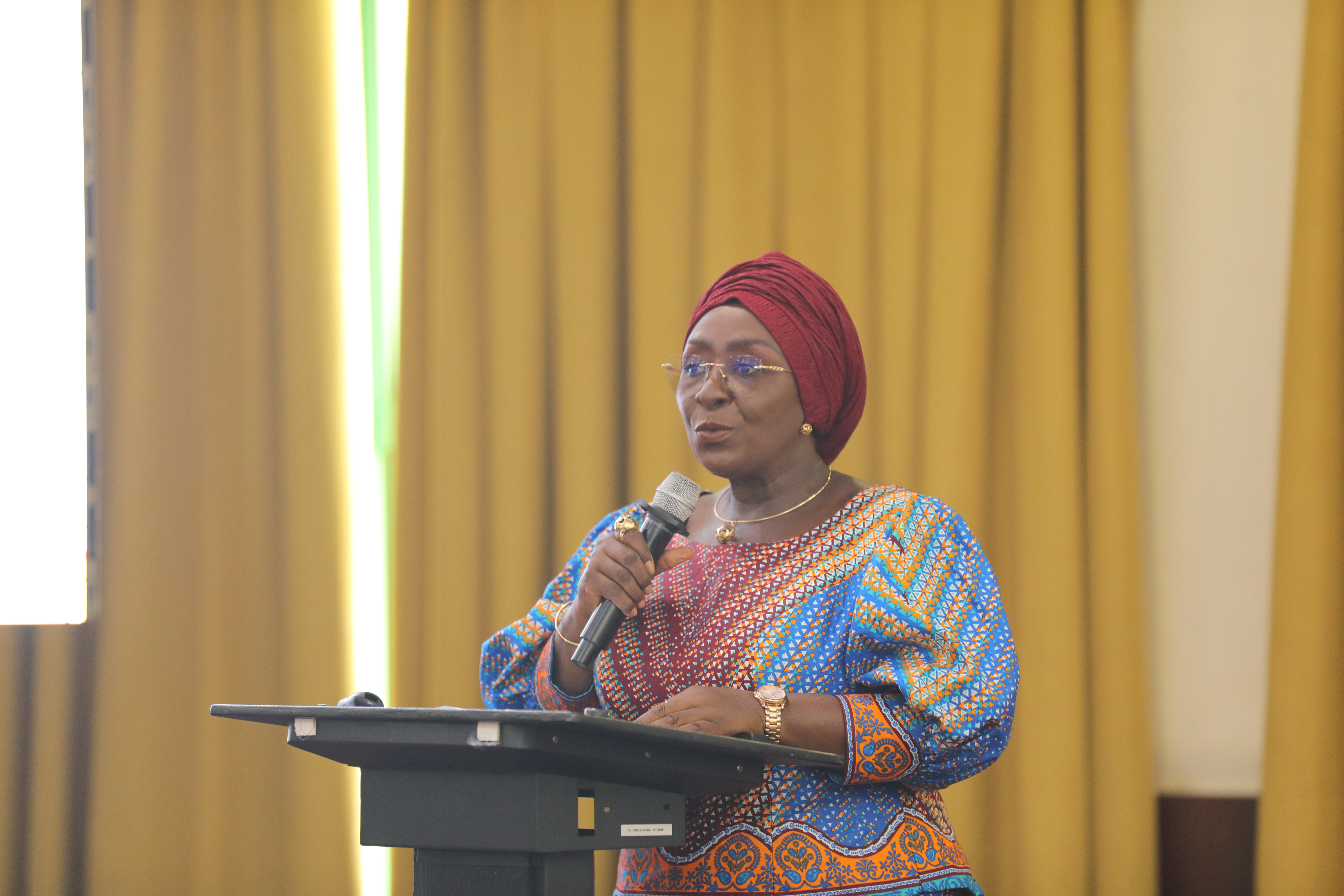Hon. Dzifa Gomashie, delivering her speech at the GOAP Roadmap Workshop